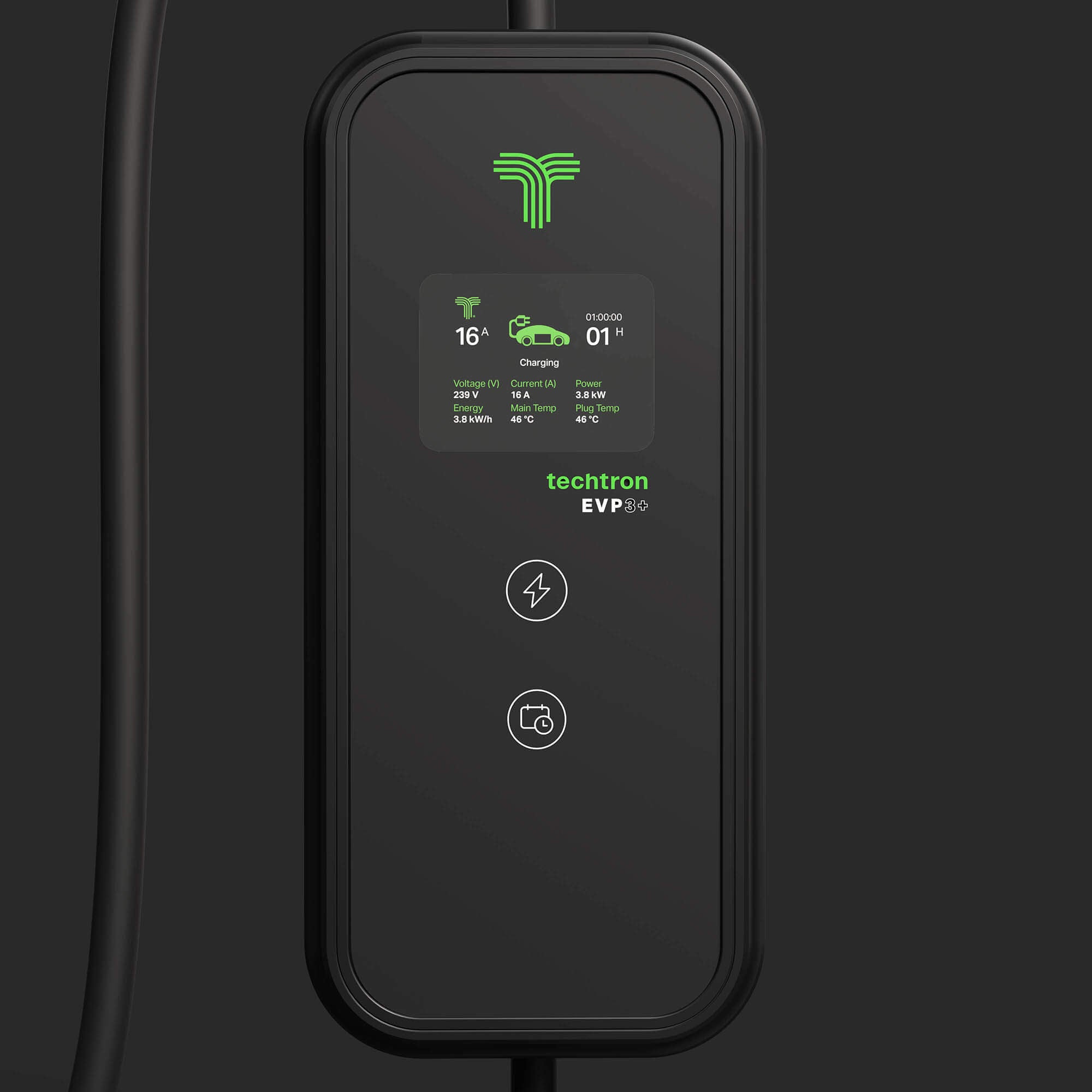techtron EVP3+ Portable ev-Charger - BT + WiFi - (3.6 kW, Level 1) - Type 2 techtron